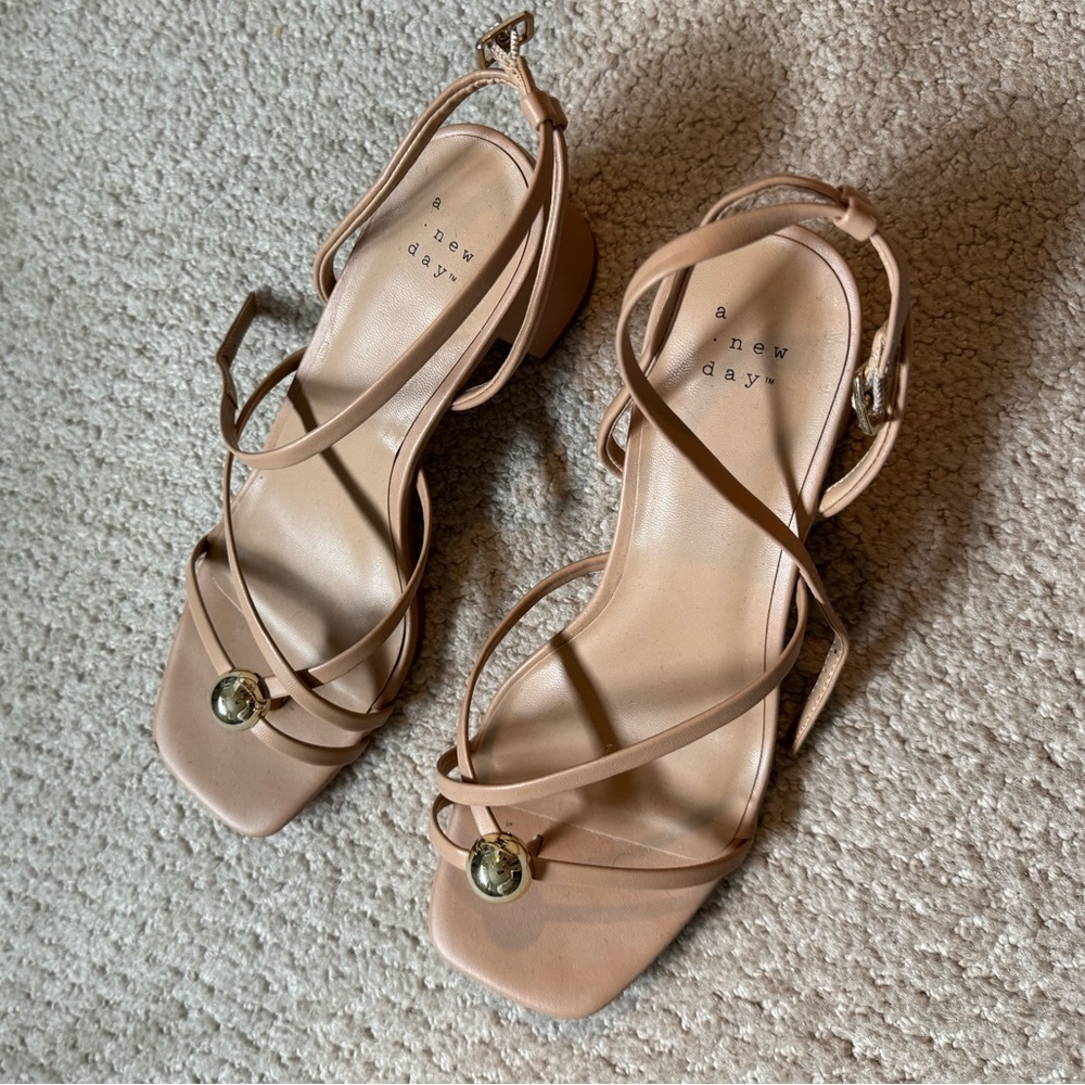 A New Day Women's Beige Strappy Heels